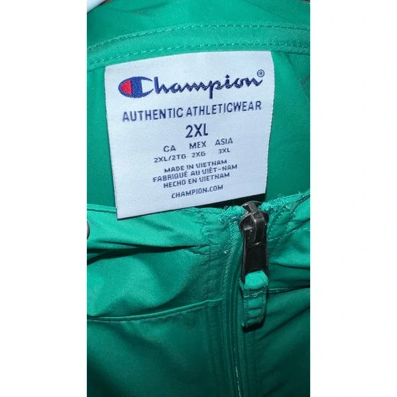 Champion Authentic Athletic Wear Windbreaker Green and Navy Blue Size 2XL - Picture 3 of 3